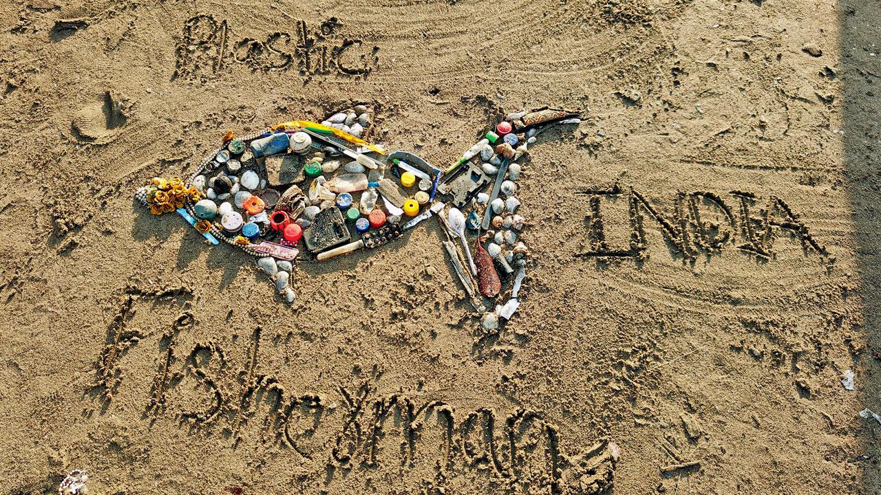 The plastic fish created by (right) the volunteers. PICS COURTESY/ABDUL MUNAF 