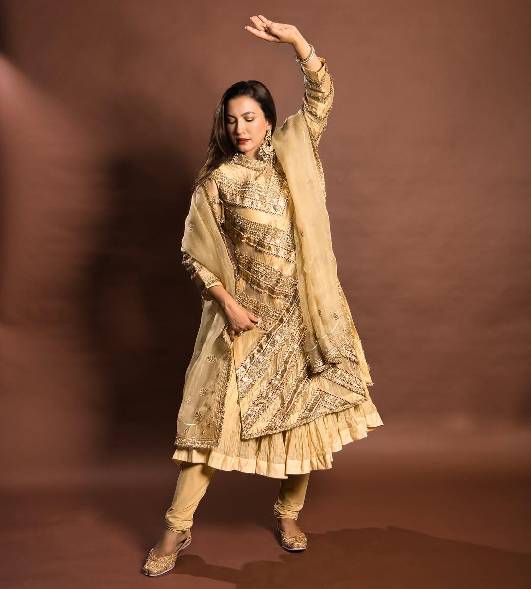 First, to get you sorted for the grand Iftar party you are attending this year, we have got you this stunning, heavily embroidered suit set right from Gauahar Khan's Instagram