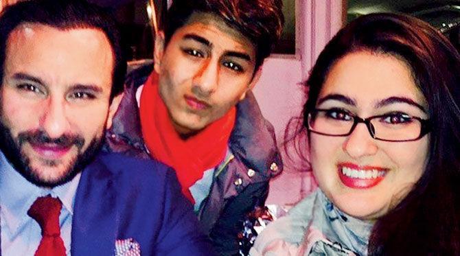 A picture-perfect moment! This throwback image features Ibrahim Ali Khan with his big sister, Sara Ali Khan, and their father, Saif Ali Khan