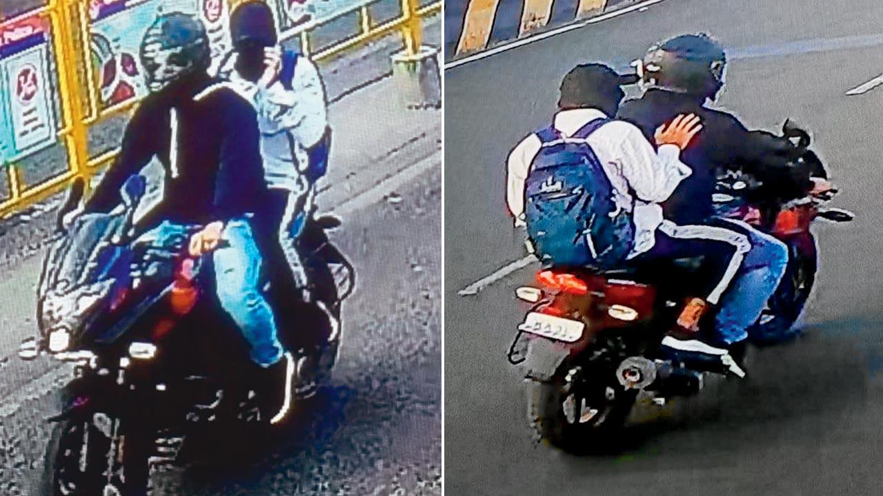 CCTV grabs of the accused on the bike 