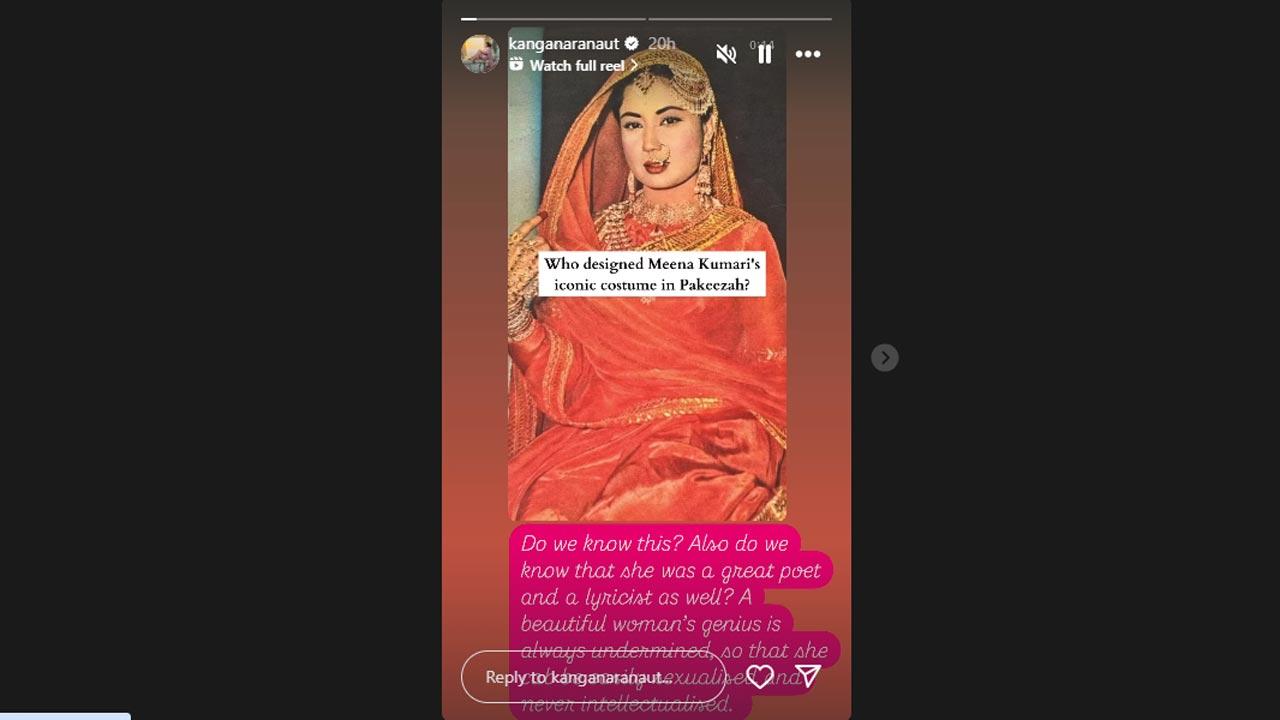 Meena Kumari. Picture Courtesy/Kangana Ranaut`s Instagram account
