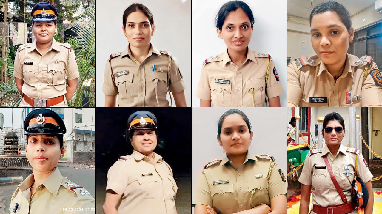 (From Left) PSI Savita Jadhav from Bhandup police station, PSI Tai Dongre from Ghatkopar police station, PSI Dhanshree Kadam, Navghar police station, PSI Shital Babar, Kanjurmarg police station, PSI Smita Bhise from Parksite police station, PSI Vinaya Tawde from Vikhroli police station, PSI Sonali Pawar from Pant Nagar police station, PSI Pooja Dhaktode, Mulund police station