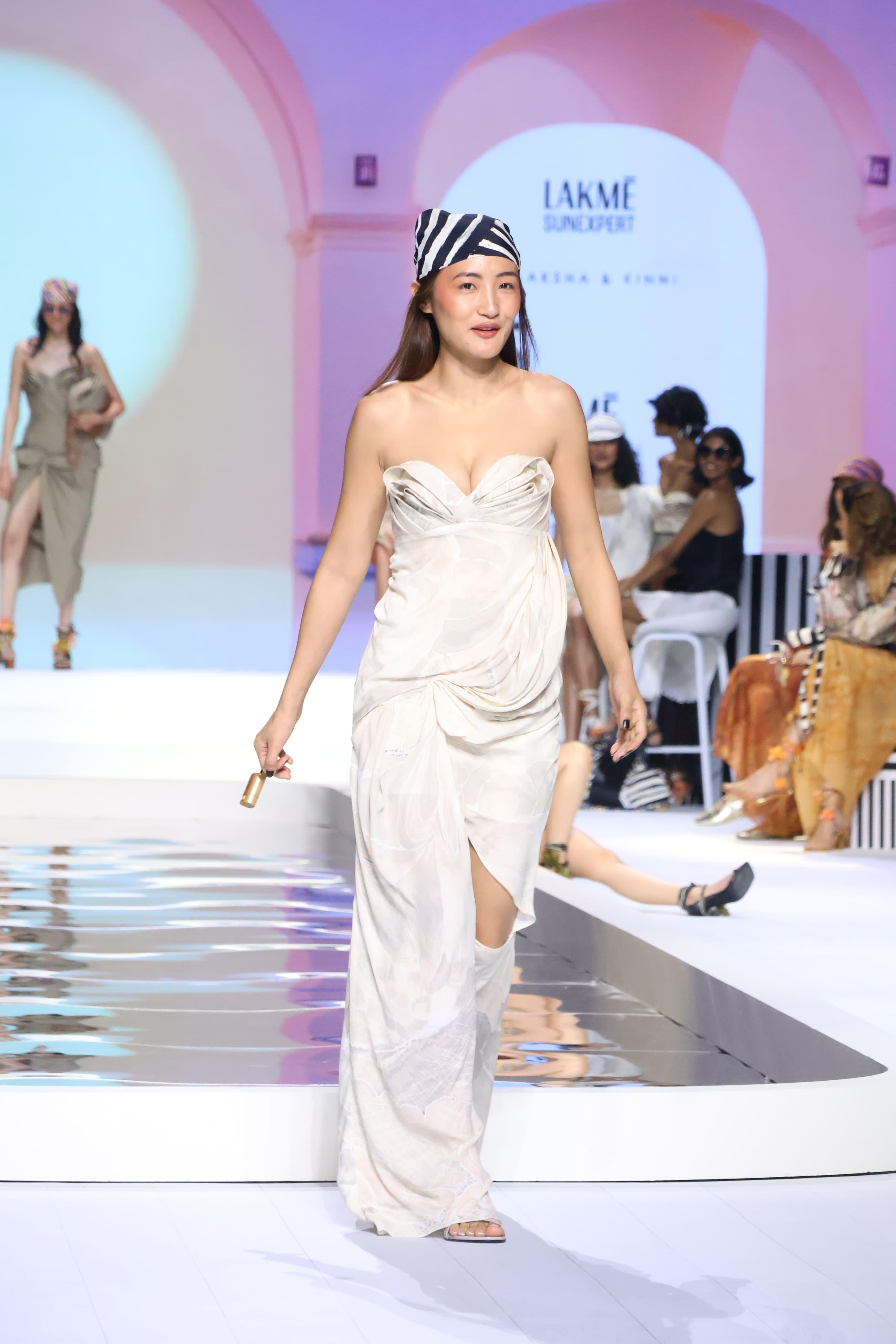 Bigg Boss 18 fame Chum Darang also turned heads as she walked the ramp for Lakme Sun expert x Saaksha and Kinni in a stunning all-white ensemble