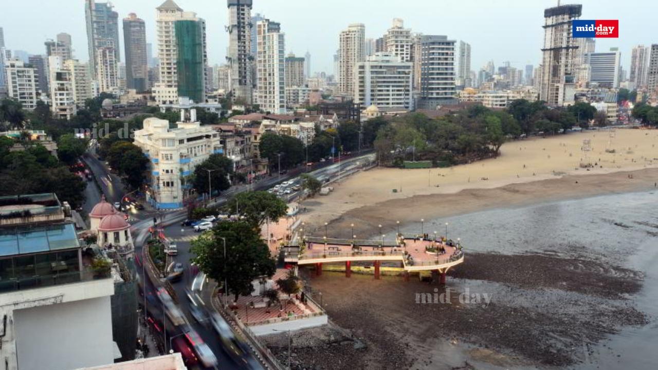 The Teen Bhatti Junction near Girgaum Chowpatty. The picture was taken from Queens Boulevard towers in South Mumbai