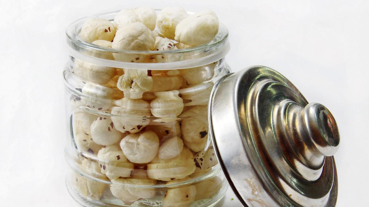 A jar of makhana or fox nuts
