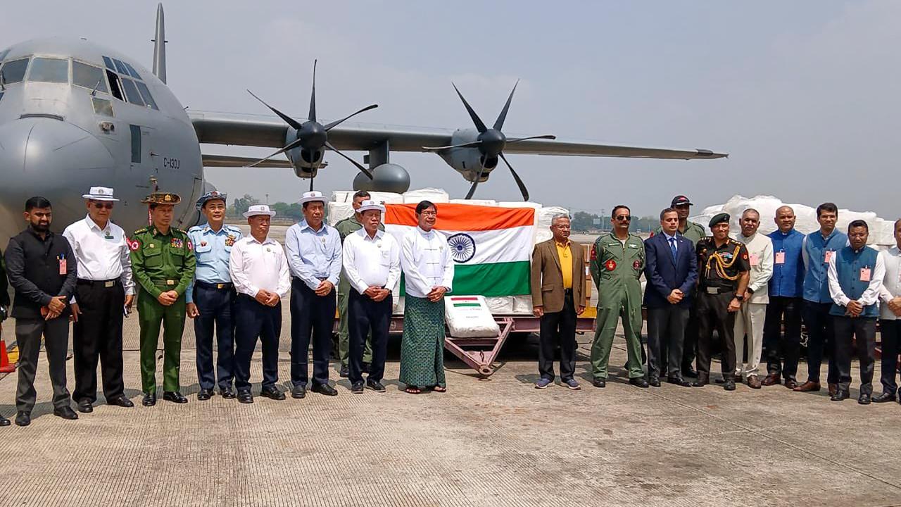 The relief materials were handed over to Chief Minister of Yangon U Soe Thein by Indian envoy to Myanmar Abhay Thakur