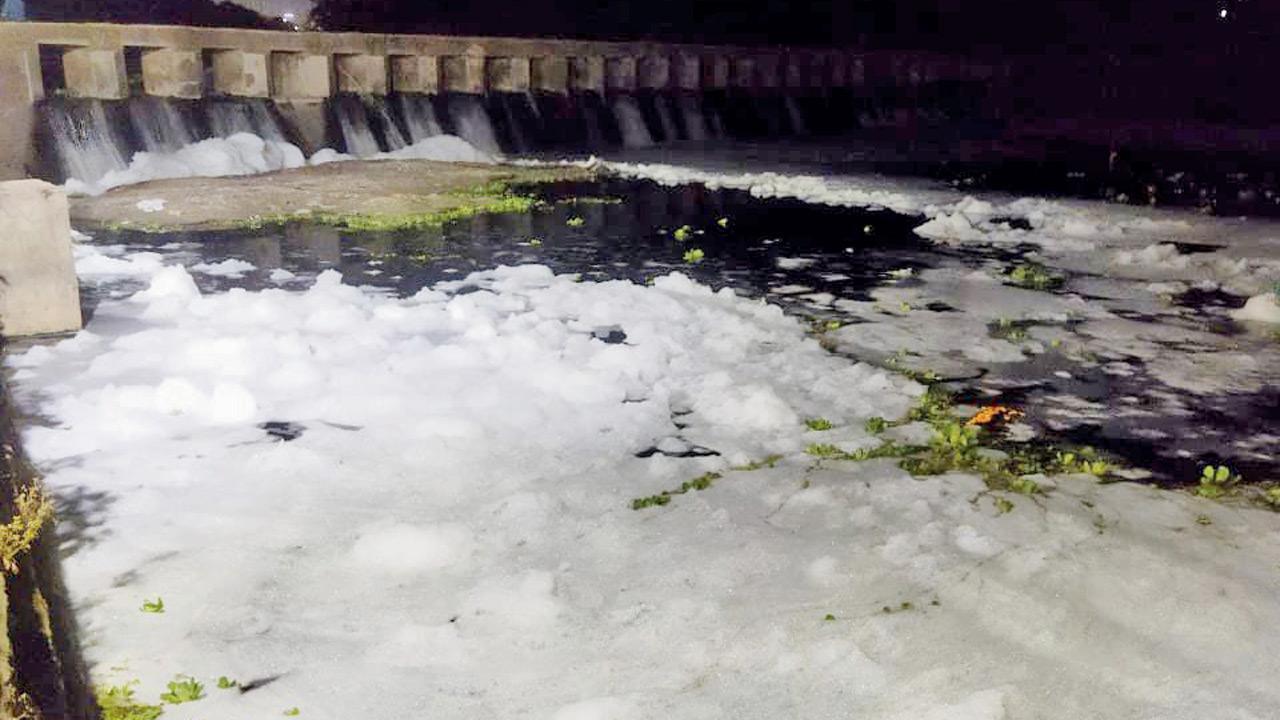 Pavana River turns frothy white, raising pollution fears
