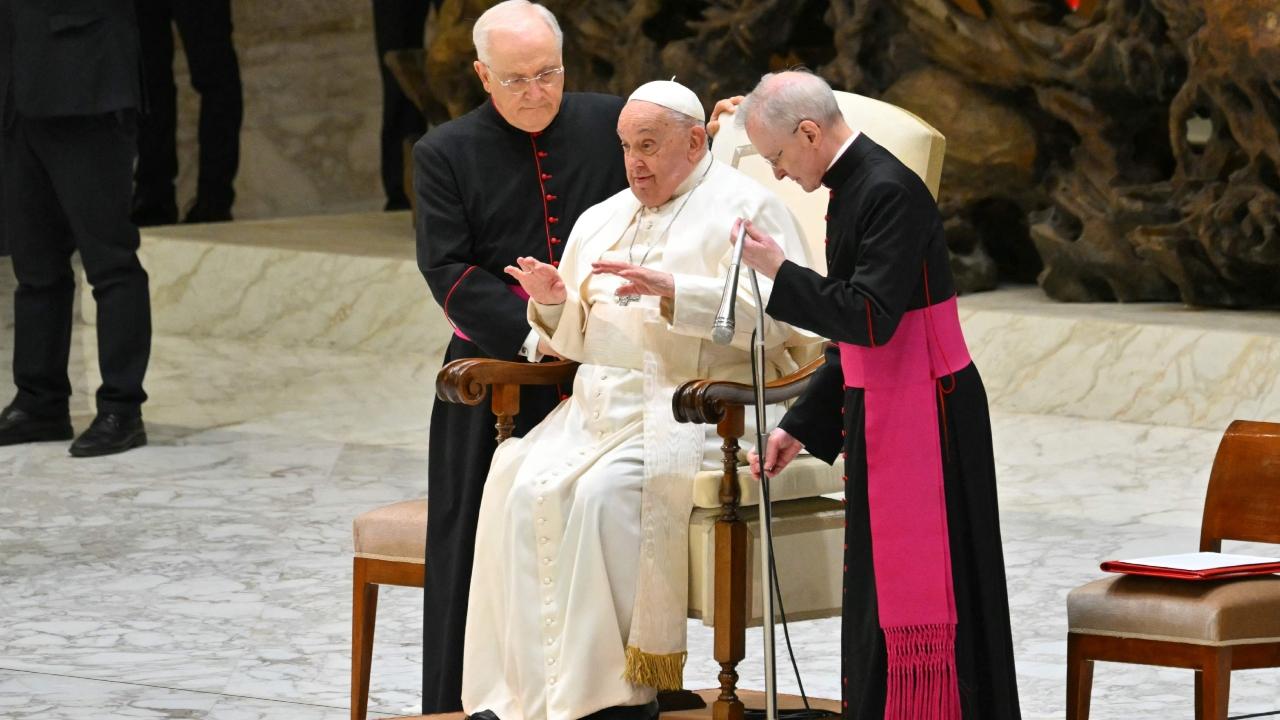 The pope on Wednesday marked the start of Lent by receiving ashes on his forehead and by calling the parish priest in Gaza, the Vatican said