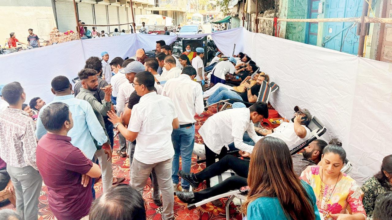 Shiv Jayanti Ustav Yuvak Samiti’s blood donation camp on Wednesday