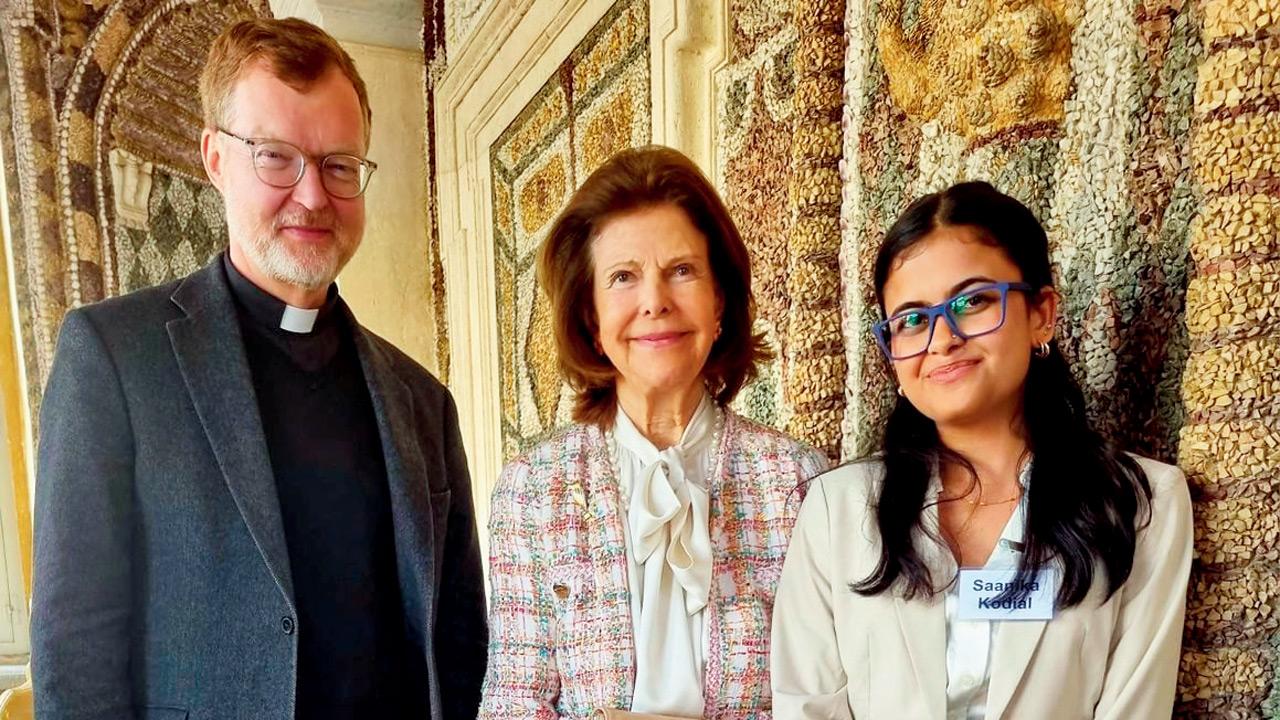 Professor Hans Zollner, director of Institute of Anthropology, Queen Silvia of Sweden and Kodial at the Academy. PICS COURTESY/SAANIKA KODIAL