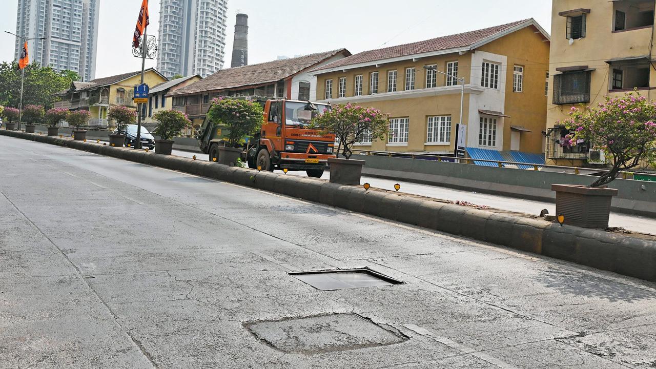 Slippery and uneven roads on the Lalbaug flyover raise safety concerns among commuters