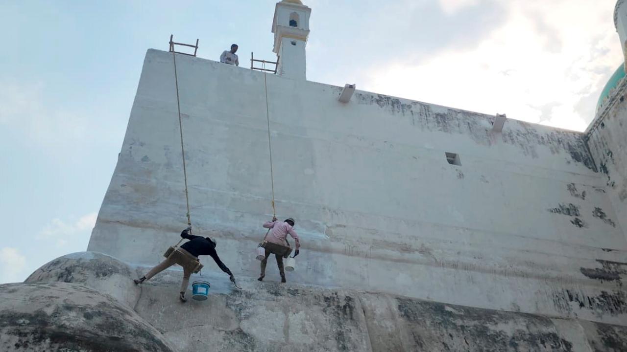 In Photos: Whitewashing of Sambhal mosque underway