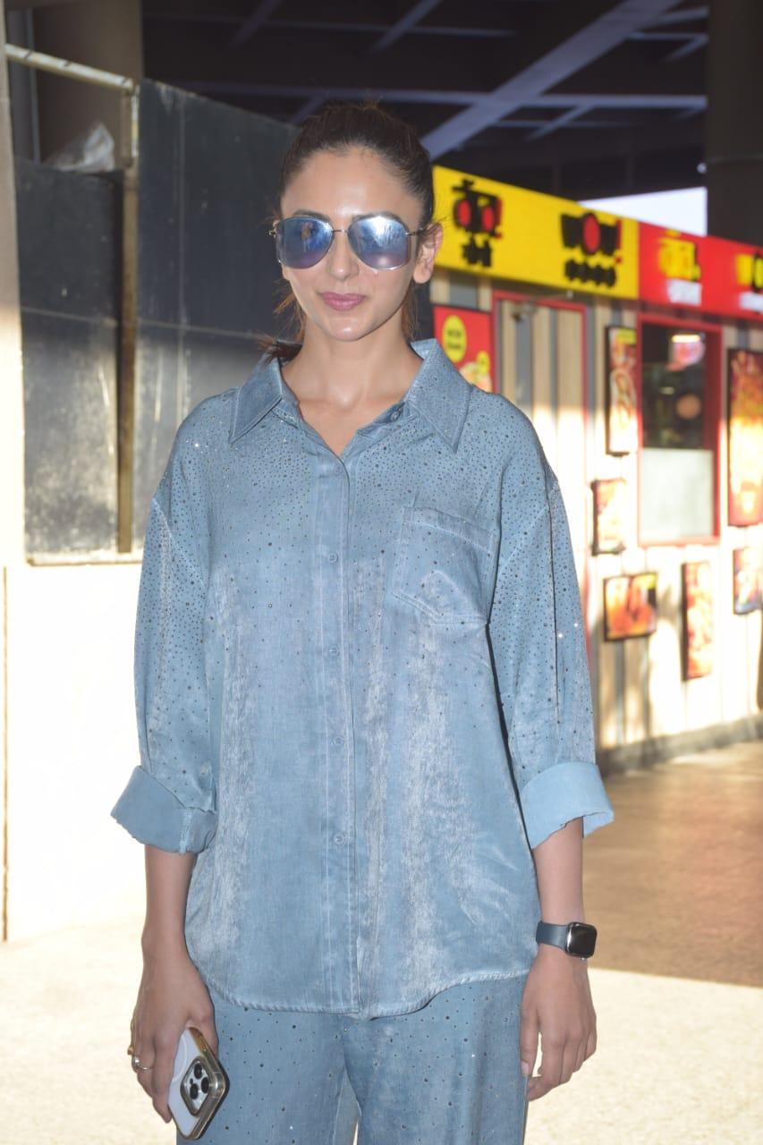 Rakul Preet Singh looked pretty as she wore a simple blue-on-blue outfit while going out and about in the city