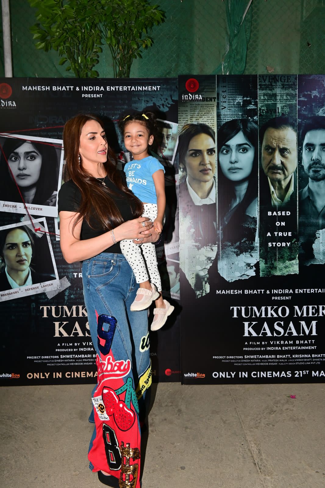 Esha Deol looked stunning in a black top paired with printed wide-legged pants