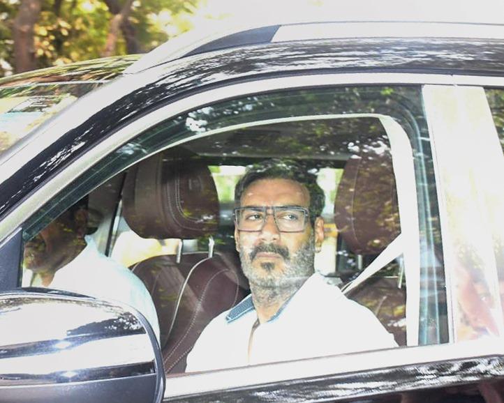 Ajay Devgn was clicked as he reached Ayan Mukerji's residence for Deb Mukerji's prayer ceremony