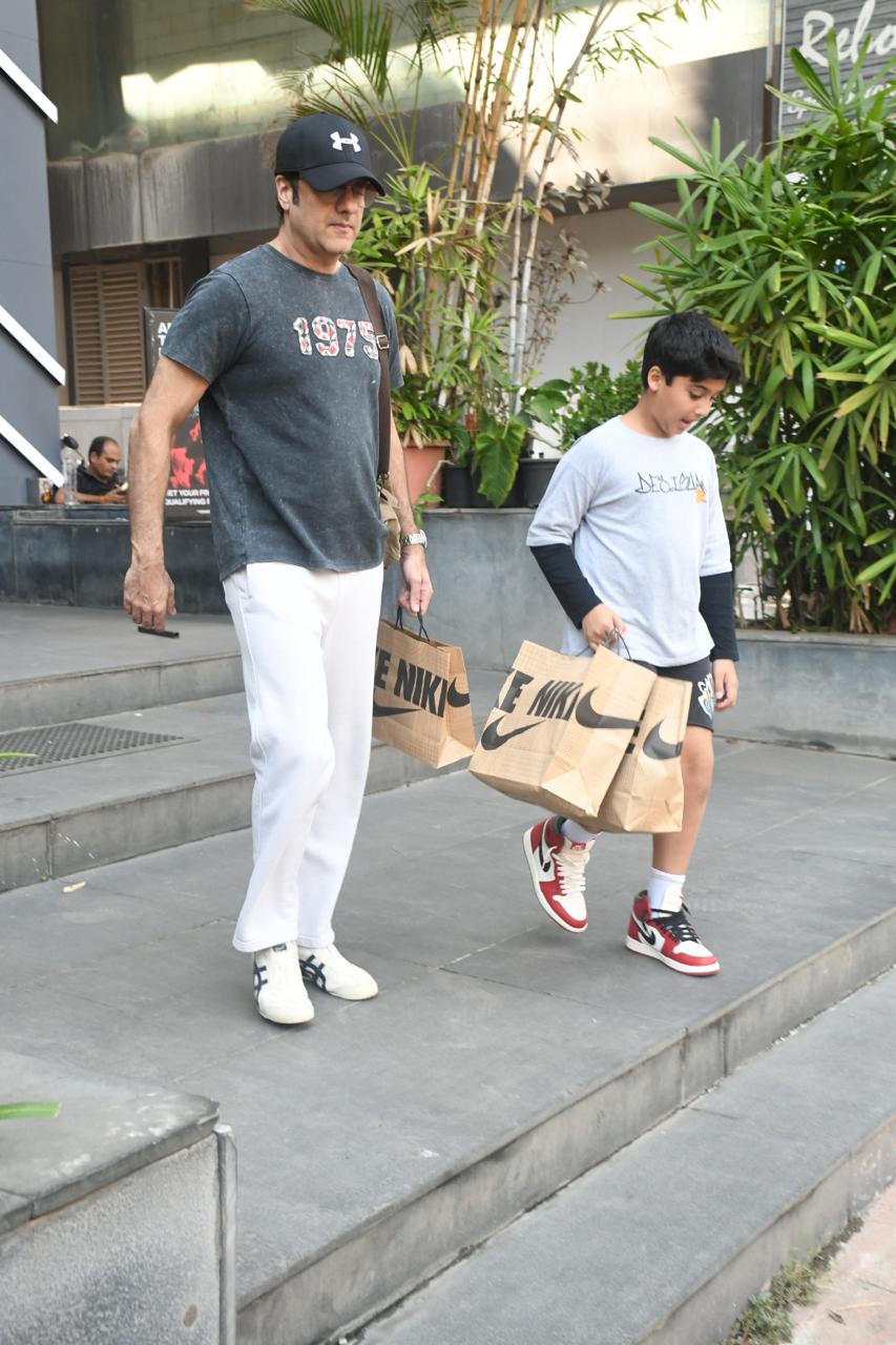 Fardeen Khan was snapped as he went out and about with his son.