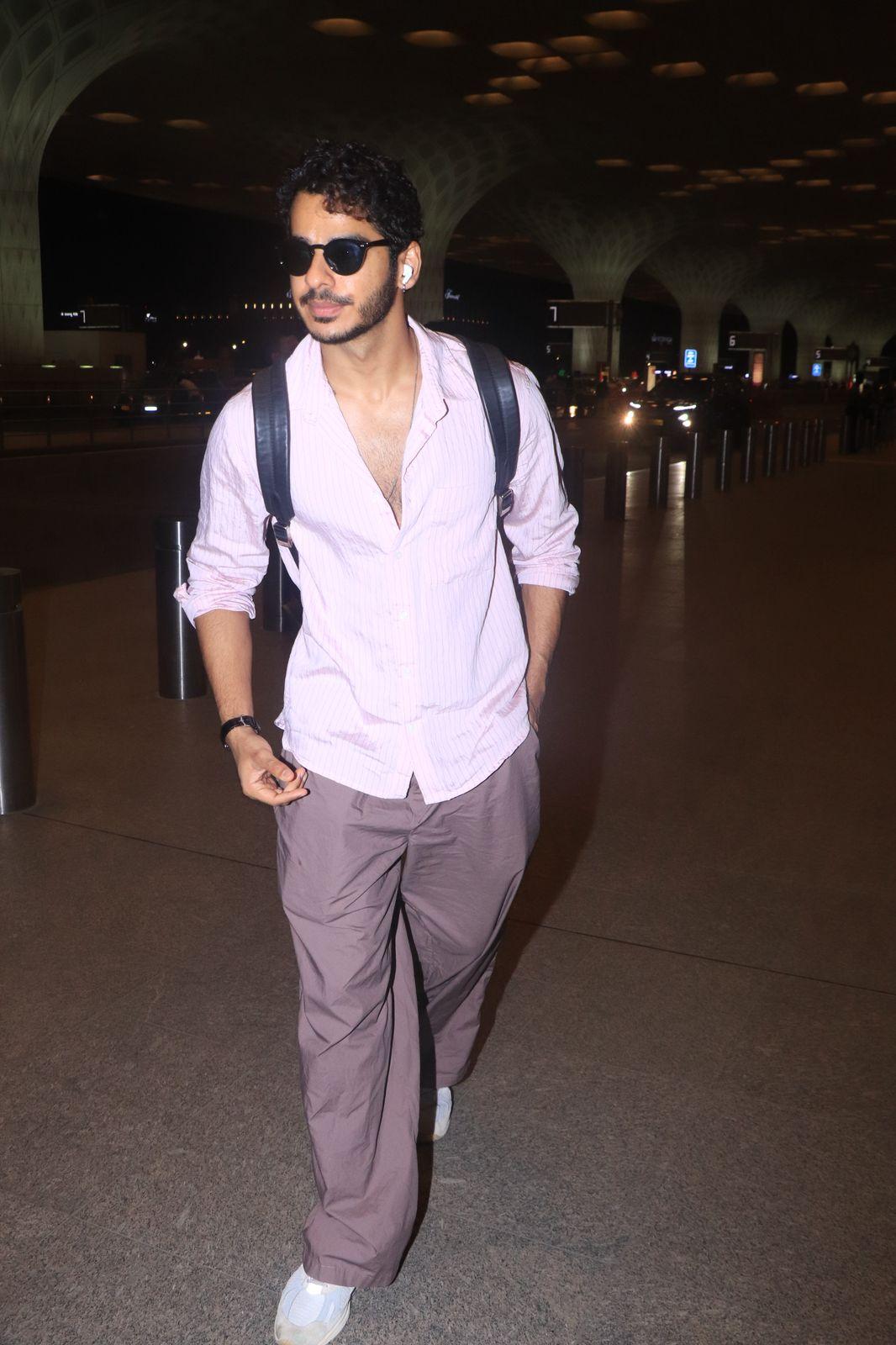 Ishaan Khatter looked smart in a light-colored shirt paired with simple pants