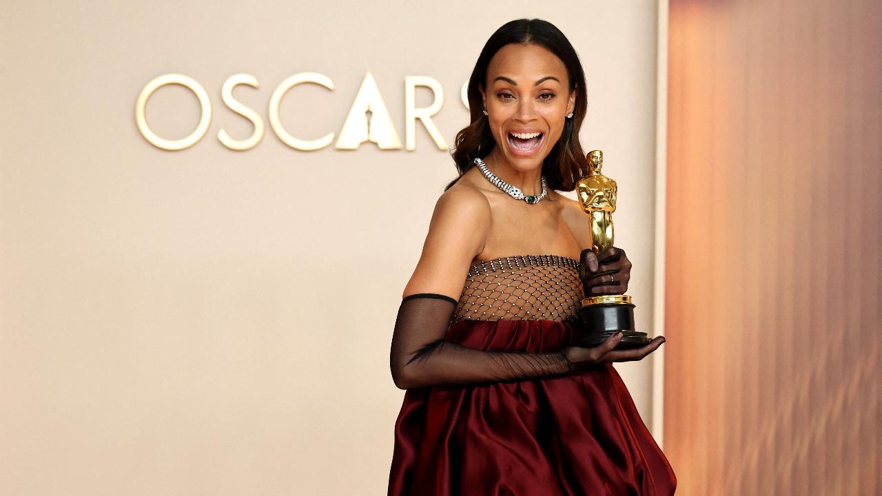 Zoe Saldana, who won the Best Supporting Actress for her role in Emilia Perez, wore a Saint Laurent wine-coloured gown. The award-winning actor donned the look with the help of designer Anthony Vaccarello and stylist Petra Flannery, as the gown had a strass bodice and skirt in washed double satin
