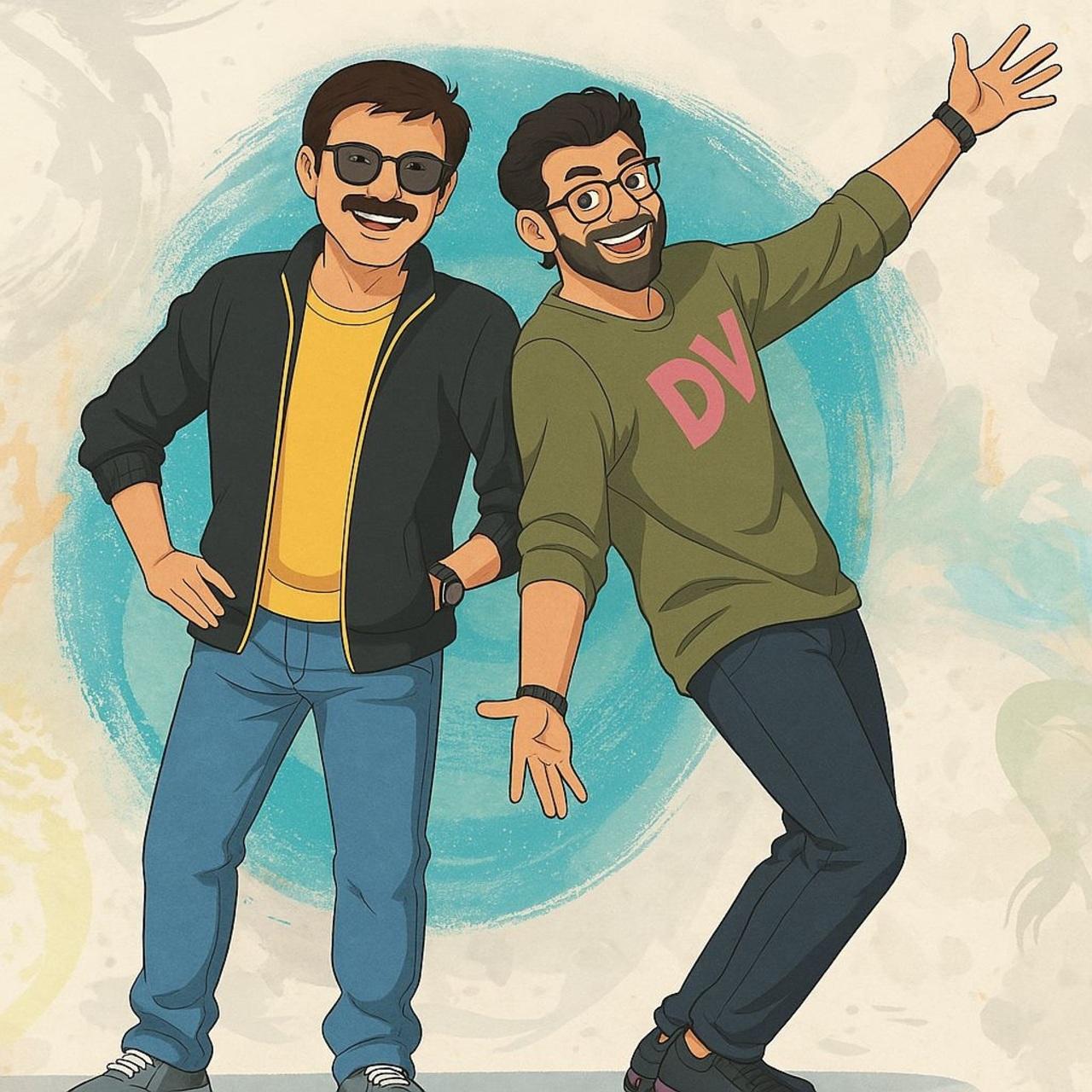 Varun Tej with actor Venkatesh Daggubati in a still from their film F3