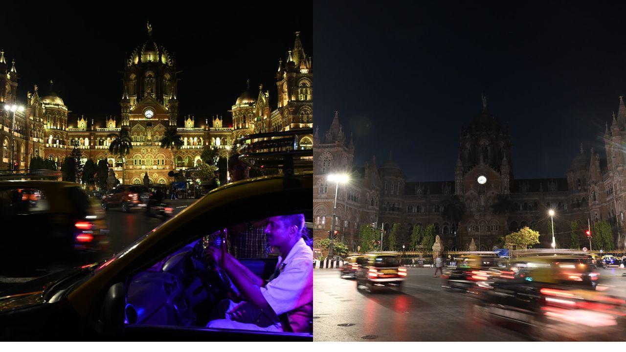The lights of CSMT and the BMC building were turned off from 8.30 to 9.30 pm on Saturday, March 22, to mark the Earth Hour. Pic/Anurag Ahire