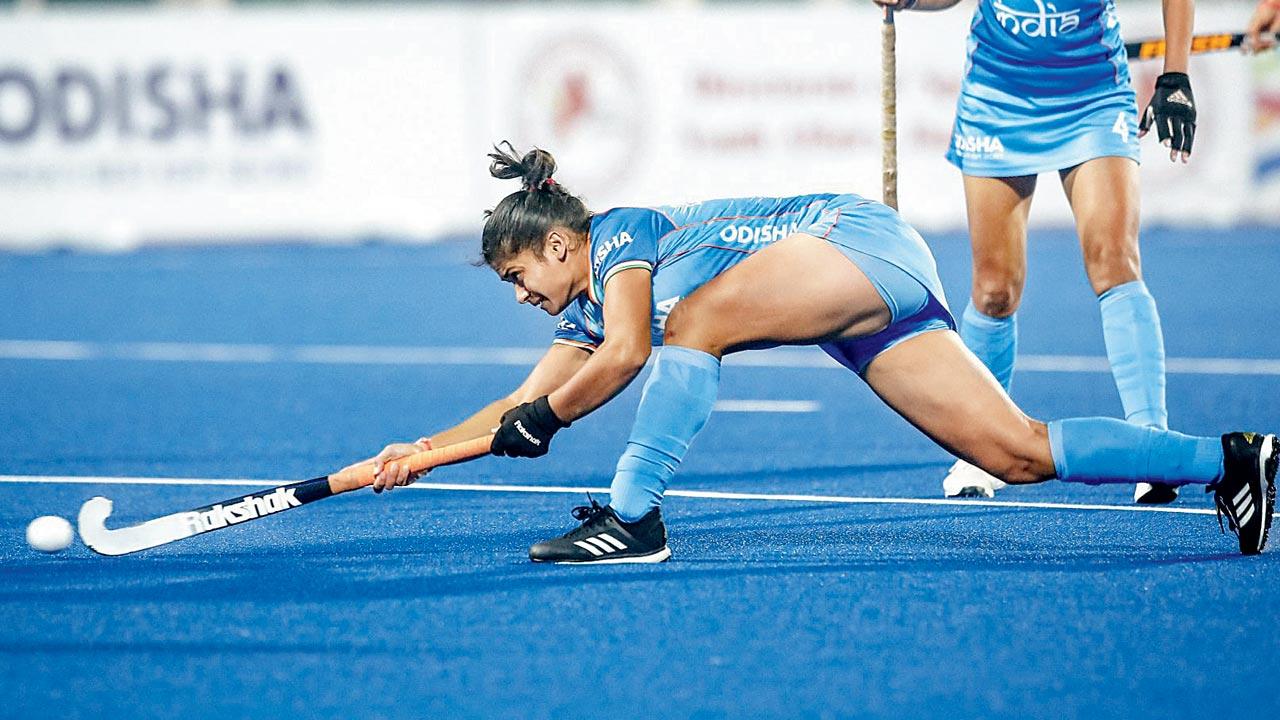 Deepika executes a drag-flick