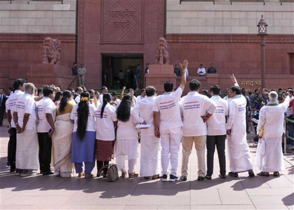 IN PHOTOS: DMK MPs protest in Rajya Sabha over fair delimitation issue