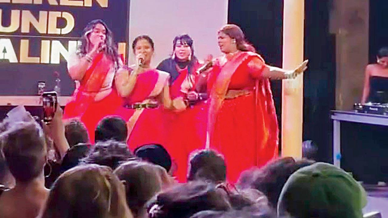 The all-female crew onstage in  Germany. Pic Courtesy/Instagram