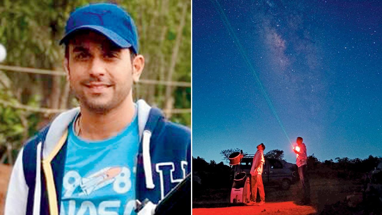 Milind Desai; (right) Stargazers study the sky during a session. Pic Courtesy/Milind Desai