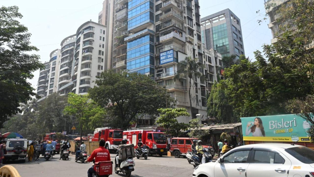 A fire broke out in Venu Tower at Andheri West's Veera Desai road on Thursday