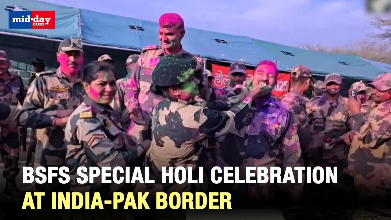 Holi 2025: BSF personnel celebrate Holi at India-Pakistan border in Jaisalmer