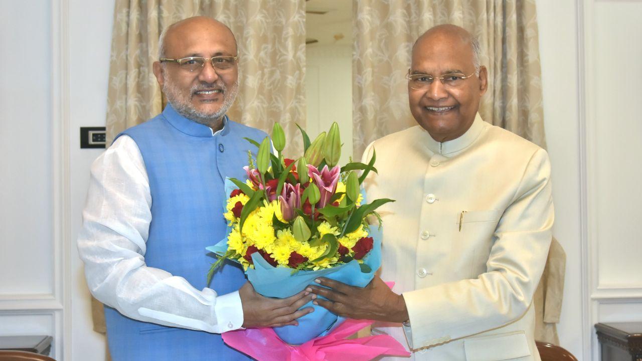 Maharashtra Governor C P Radhakrishnan meets ex-President Kovind at Raj Bhavan