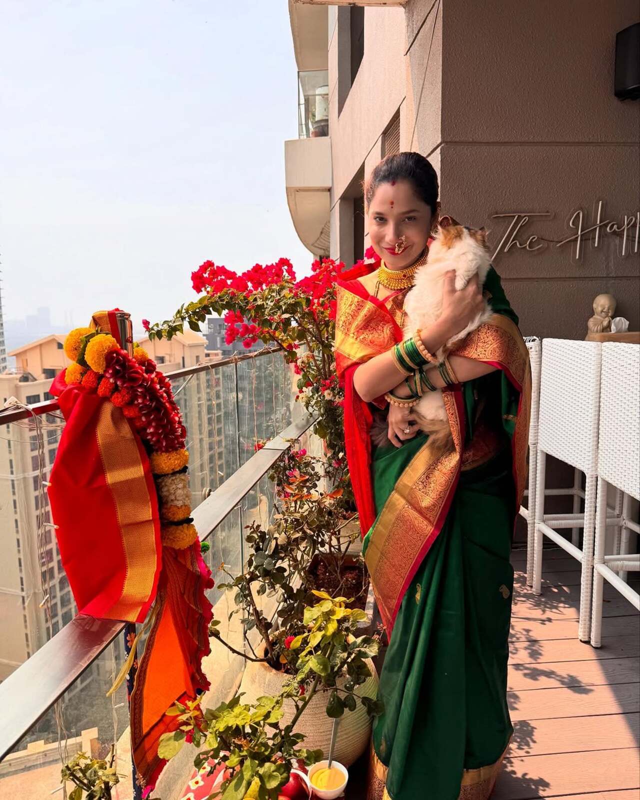 Actress Ankita Lokhande shared multiple pictures of her performing rituals on Gudi Padwa