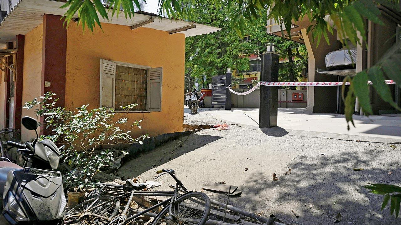 The road widening work that is being carried out at Manipada Road which leads to the house