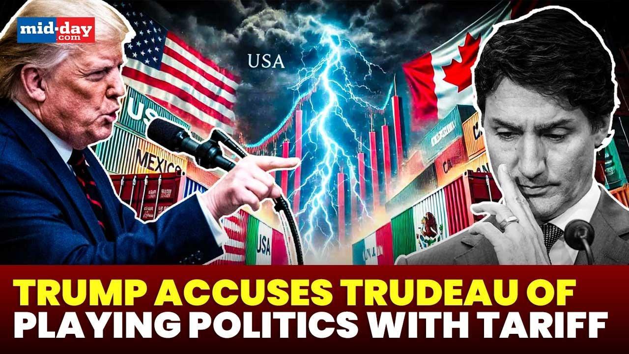 Watch: Trump fires back at Trudeau over trade & border policies