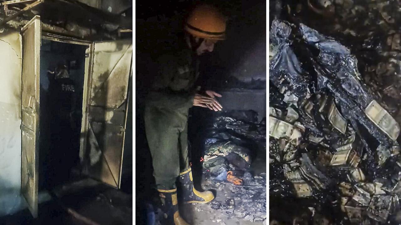 IN PHOTOS: Burnt currency notes found near Justice Yashwant Varma's residence