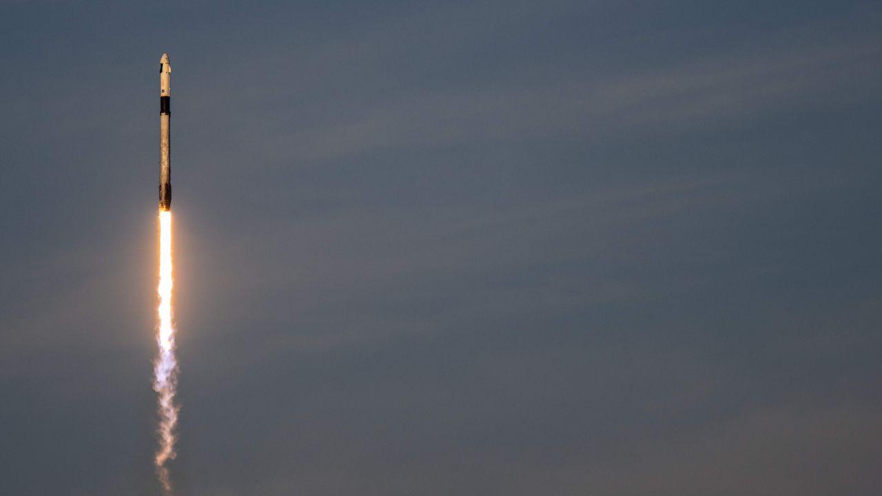 The SpaceX Falcon 9 rocket and Dragon spacecraft launches from the Launch Complex 39A at NASA’s Kennedy Space Center in Cape Canaveral, Florida