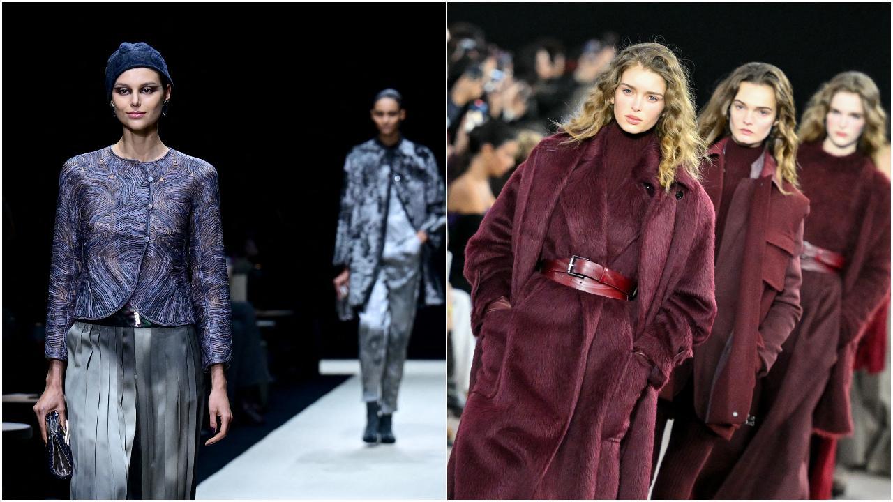 Creations by Giorgio Armani (L) and Max Mara (R) (Photos Courtesy: AFP)