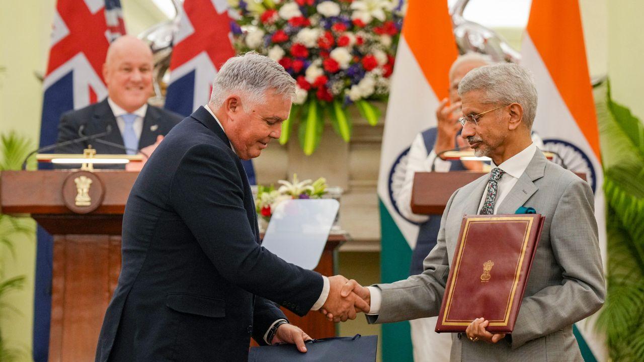 Jaishankar and New Zealand's Minister Mark Mitchell exchanged MoUs, in presence of Prime Minister Narendra Modi and New Zealand's Prime Minister Christopher Luxon on Monday