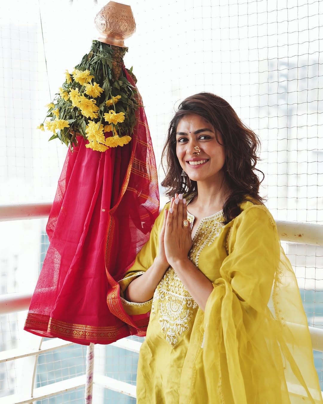 Mrunal Thakur also shared picture of her celebration of Gudi Padwa at home