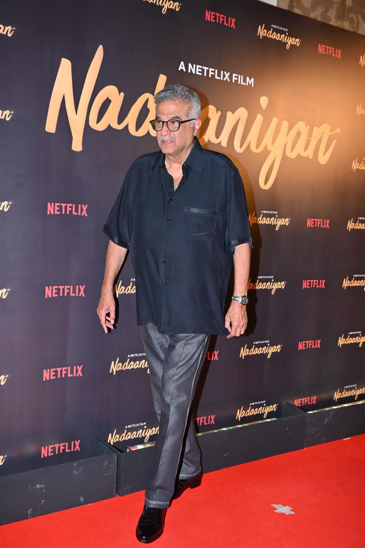 Filmmaker Boney Kapoor attends the screening of his daughter Khushi's film Nadaaniyan