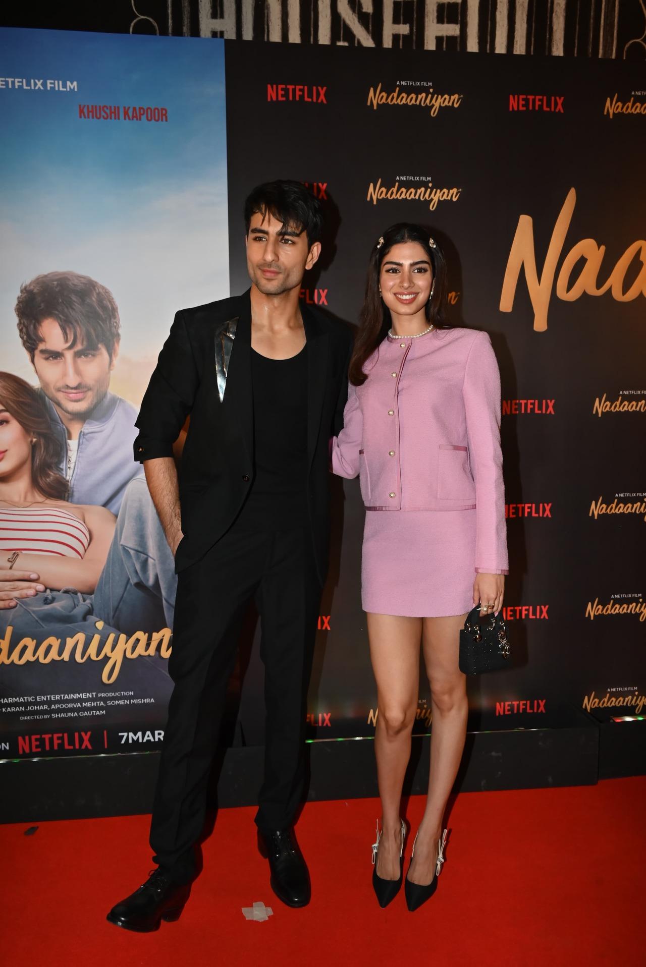 Nadaaniyan lead stars Ibrahim and Khushi strike a pose