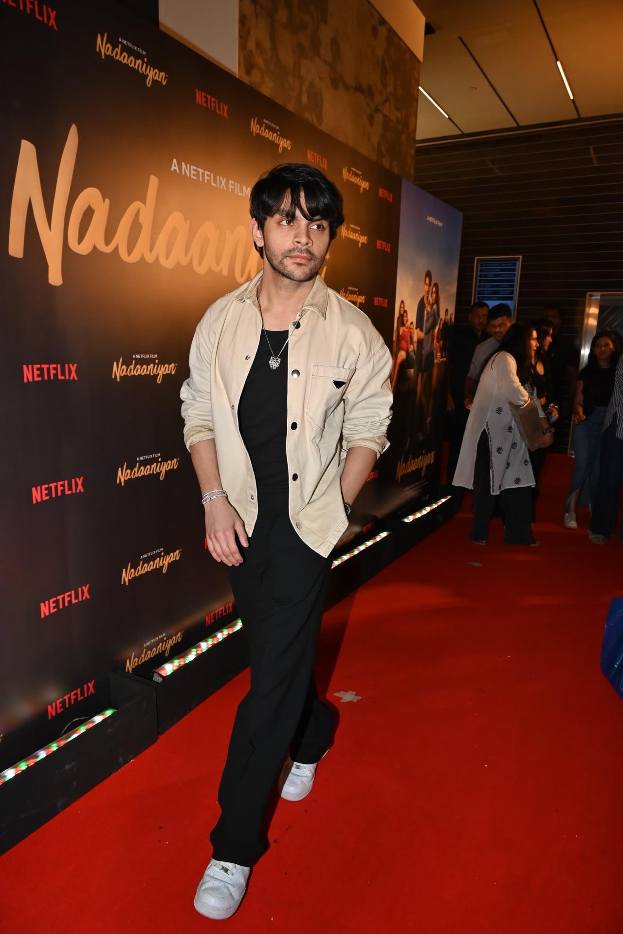 Veer Pahariya kept it casual for the film's screening