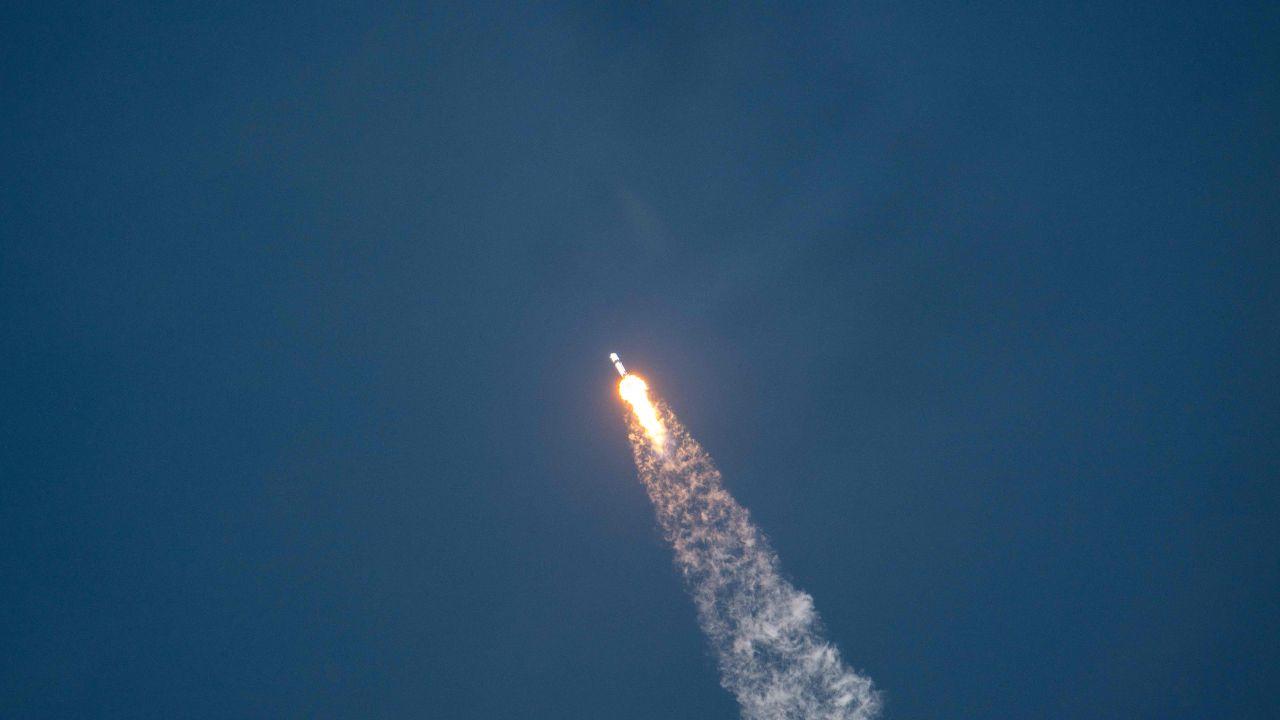 Falcon 9 rocket with a Crew Dragon fixed to its top blasted off from the Kennedy Space Center in Florida at 7:03 pm (2303 GMT), carrying a four-member team bound for the orbital outpost