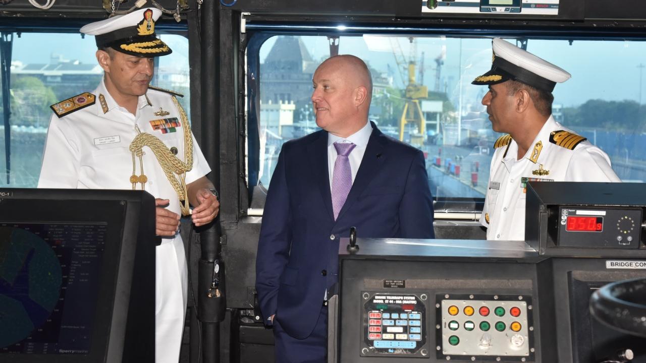 New Zealand PM Luxon Visits INS Surat in Mumbai
