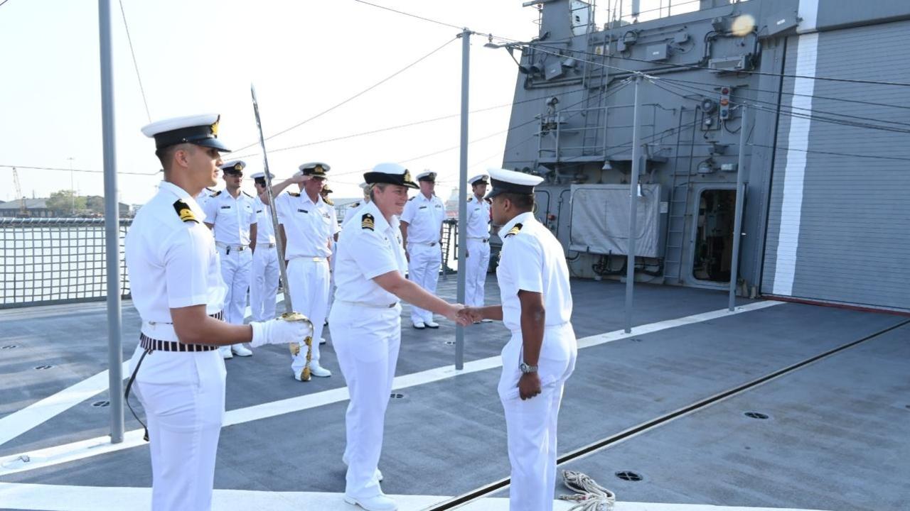 Royal New Zealand Navy Ship HMNZS Te Kaha was accorded a warm welcome on her arrival in Mumbai on 20 March. Cdr Fiona Jameson, the Commanding Officer, called on Rear Adm Vidhyadhar Harke, CSO (Ops) at HQWNC, and discussed issues of mutual interest, an official statement said