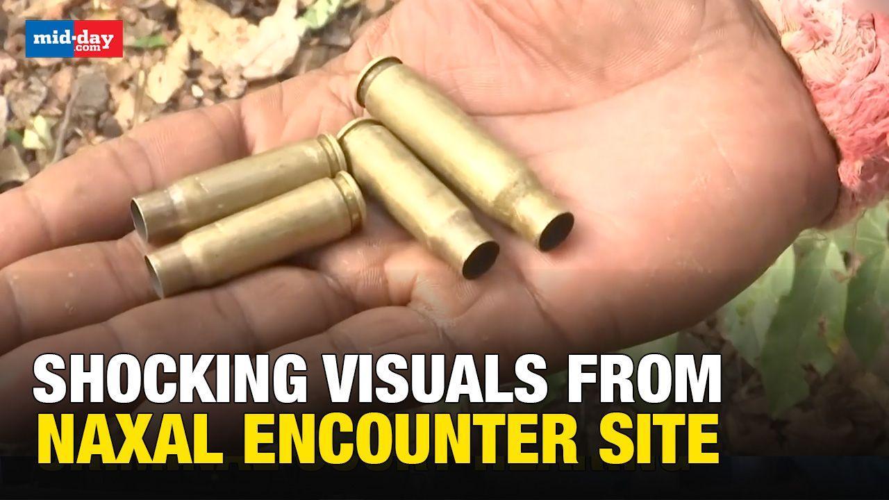 30 Naxals killed in encounter, shocking visuals emerge from site