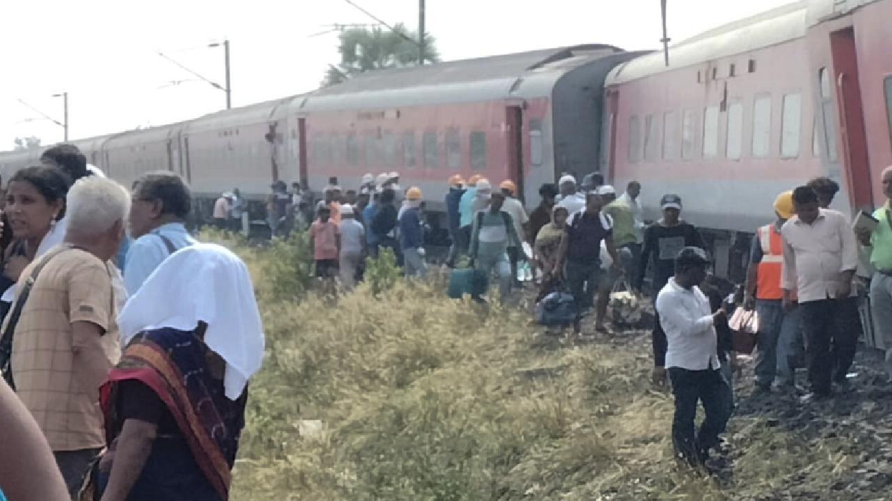 Rescue operation underway after 11 coaches of the SMVT Bengaluru-Kamakhya AC Express derailed at Nirgundi near Manguli in Cuttack district of Odisha. Pics/PTI