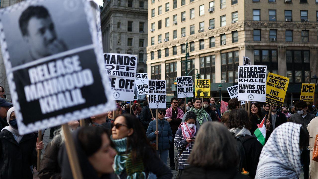 Protestors rally in support of Mahmoud Khalil outside of the Thurgood Marshall Courthouse. (Pics/AFP)