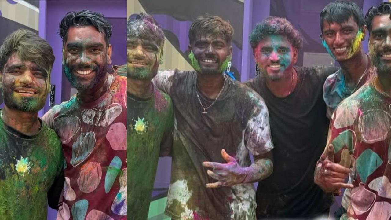 Rinku Singh and Venkatesh Iyer soak in Holi colours with joy, alongside their KKR teammates. The defending champions will take on Royal Challengers Bengaluru in IPL 2025 opener, scheduled to be held on March 22. 