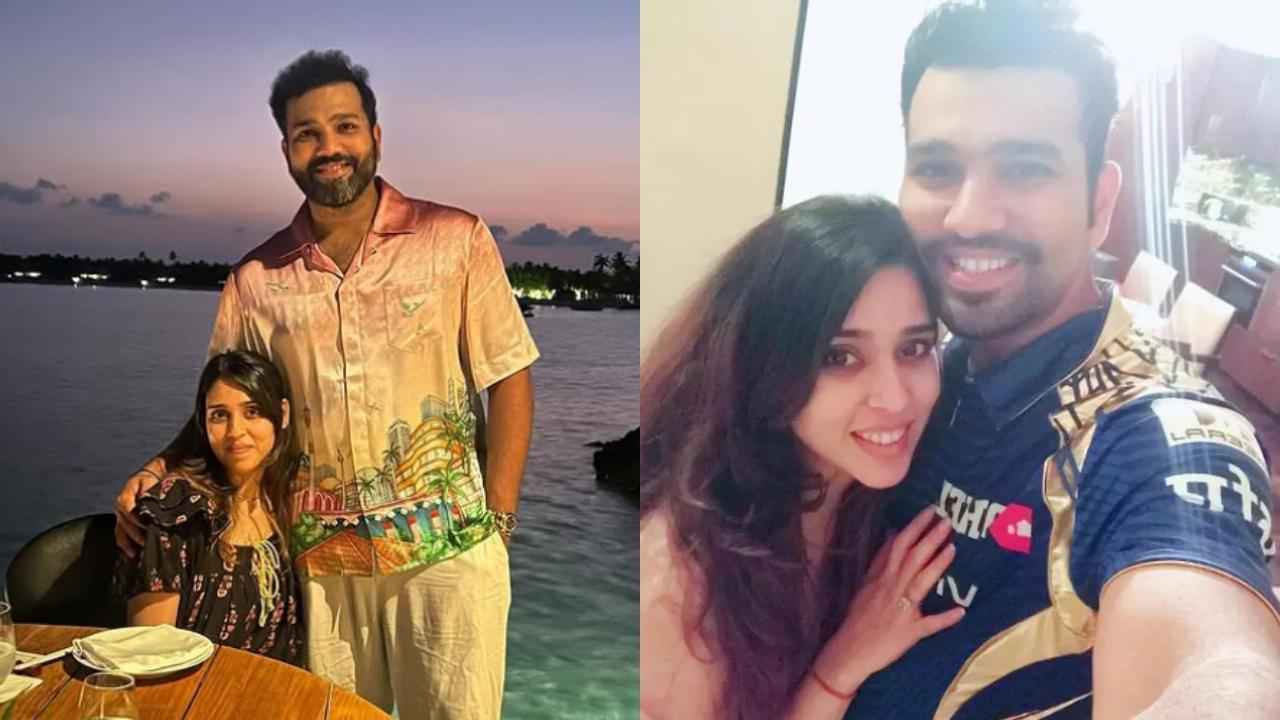 On Rohit's official Instagram handle, the right-hander shared several pictures out of which the one is with his wife, Ritika and him enjoying a sunset dining with a sea view in the Maldives